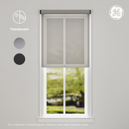 Rechargeable Motorized Roller Shades – Smart Battery-Powered Window Shade with Remote Control, Translucent Grey Fabric