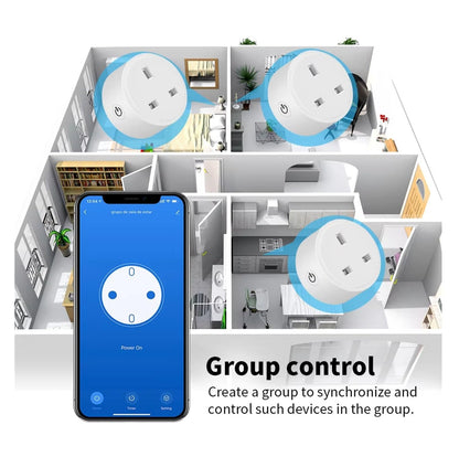 WiFi Smart UK Power Socket – 20A Energy Monitoring Outlet, Voice Control & Timer Function, 4-Pack