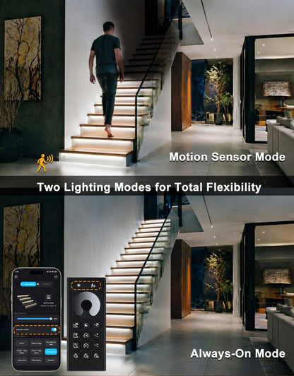 Motion Sensor LED Stair Lighting Kit – 16-Step Indoor Smart Strip Lights