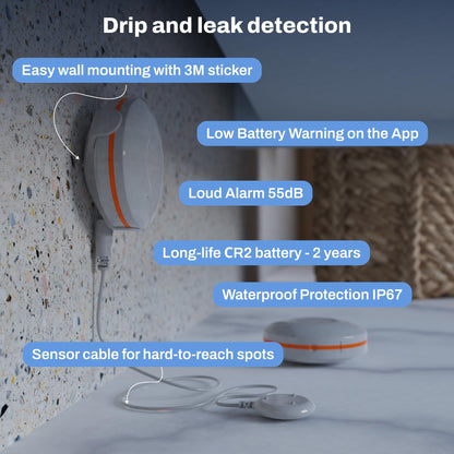 Smart Zigbee Water Leak Protection System – Auto Shut-Off Valve with Hub & Leak Sensors, Whole-Home Water Safety System, Alexa & Google Compatible