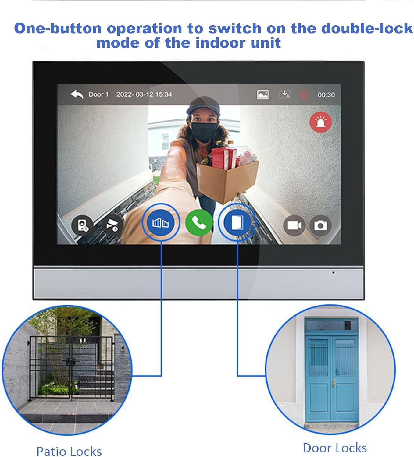 7” WiFi Video Intercom Doorbell System with 1080P Camera – 1 Doorbell + 4 Monitors, Smart App Control