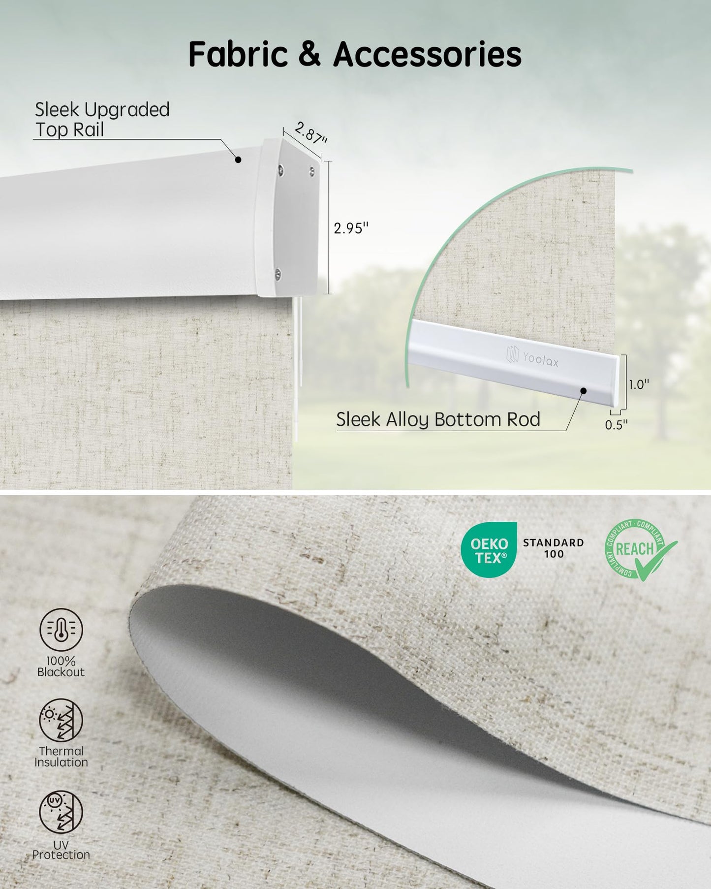 Motorized Blackout Smart Roller Blinds – Alexa Voice Control Automatic Window Shades with Remote, Bedroom & Office Privacy Shades (Linen Beige)