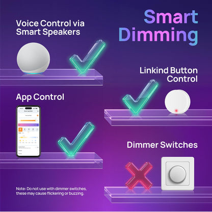 Matter Smart WiFi LED Bulbs A19 – 60W Equivalent, Color Changing RGBTW, Apple Home/Siri/Alexa Compatible, 6-Pack
