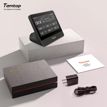 WiFi Air Quality Monitor with CO2, PM2.5, PM10, TVOC, Temperature & Humidity Sensor – Smart Home Air Analyzer with Touchscreen Display & LoRa Support
