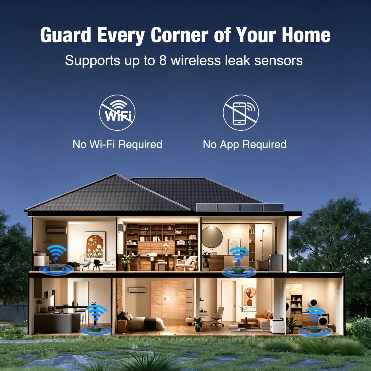 Smart Water Leak Detection & Automatic Shut-Off Valve System – Whole-Home Protection with Real-Time Leak Monitoring, LoRa Long-Range Coverage, Fits 3/4" & 1" Pipes