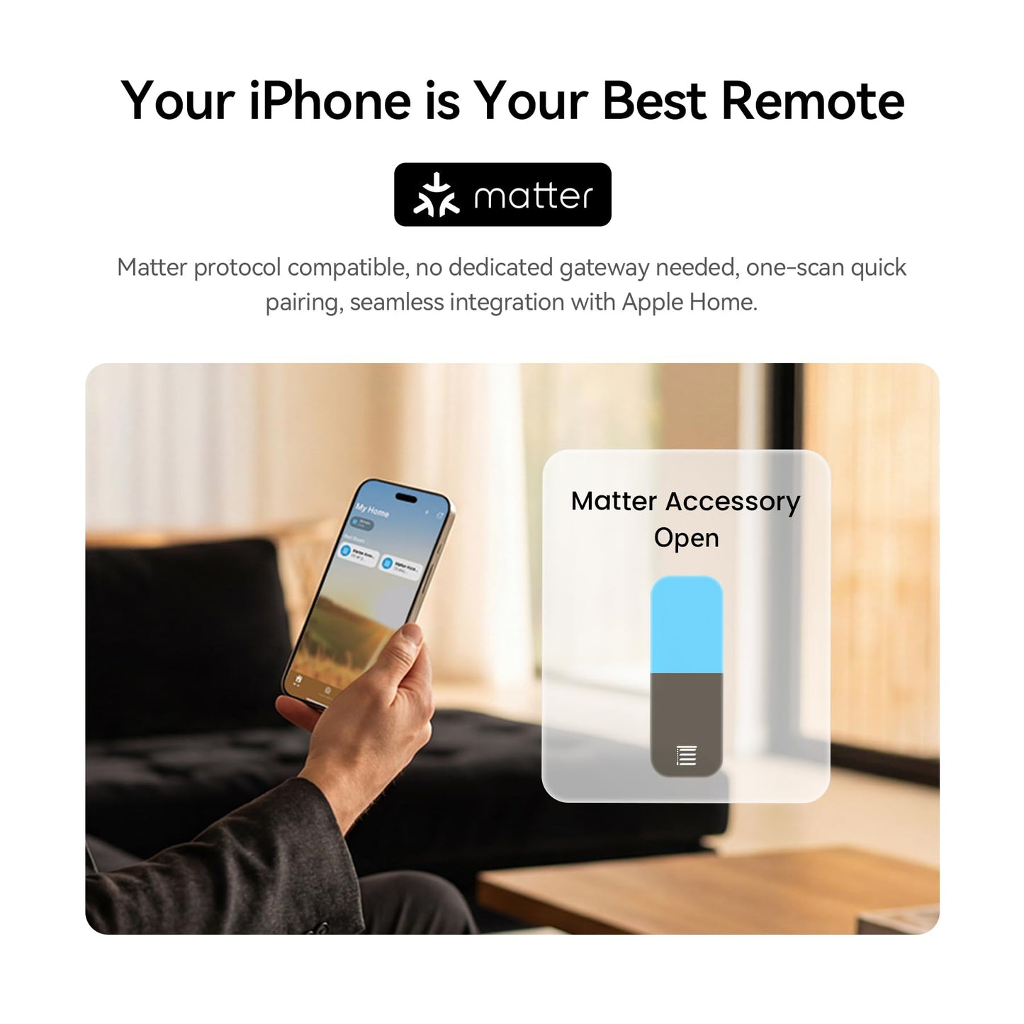 Smart Motorized Blackout Roller Blinds – Matter Compatible Electric Window Shades with Remote & Voice Control (Alexa, Google, Apple Home)