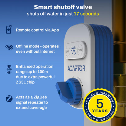 Smart Zigbee Water Leak Protection System – Auto Shut-Off Valve with Hub & Leak Sensors, Whole-Home Water Safety System, Alexa & Google Compatible