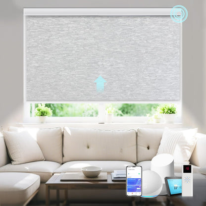 Motorized Blackout Roller Blinds – Smart Electric Window Shades with Remote Control, Cordless Design, Alexa & Google Home Compatible (Cloud Grey)