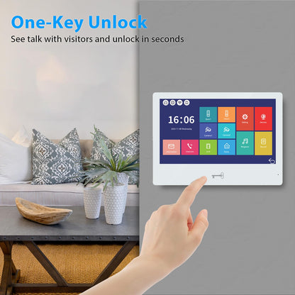 WiFi Video Intercom Doorbell System with 10” Touch Monitor & RFID Unlock – Dual Doorbell & Monitor Kit