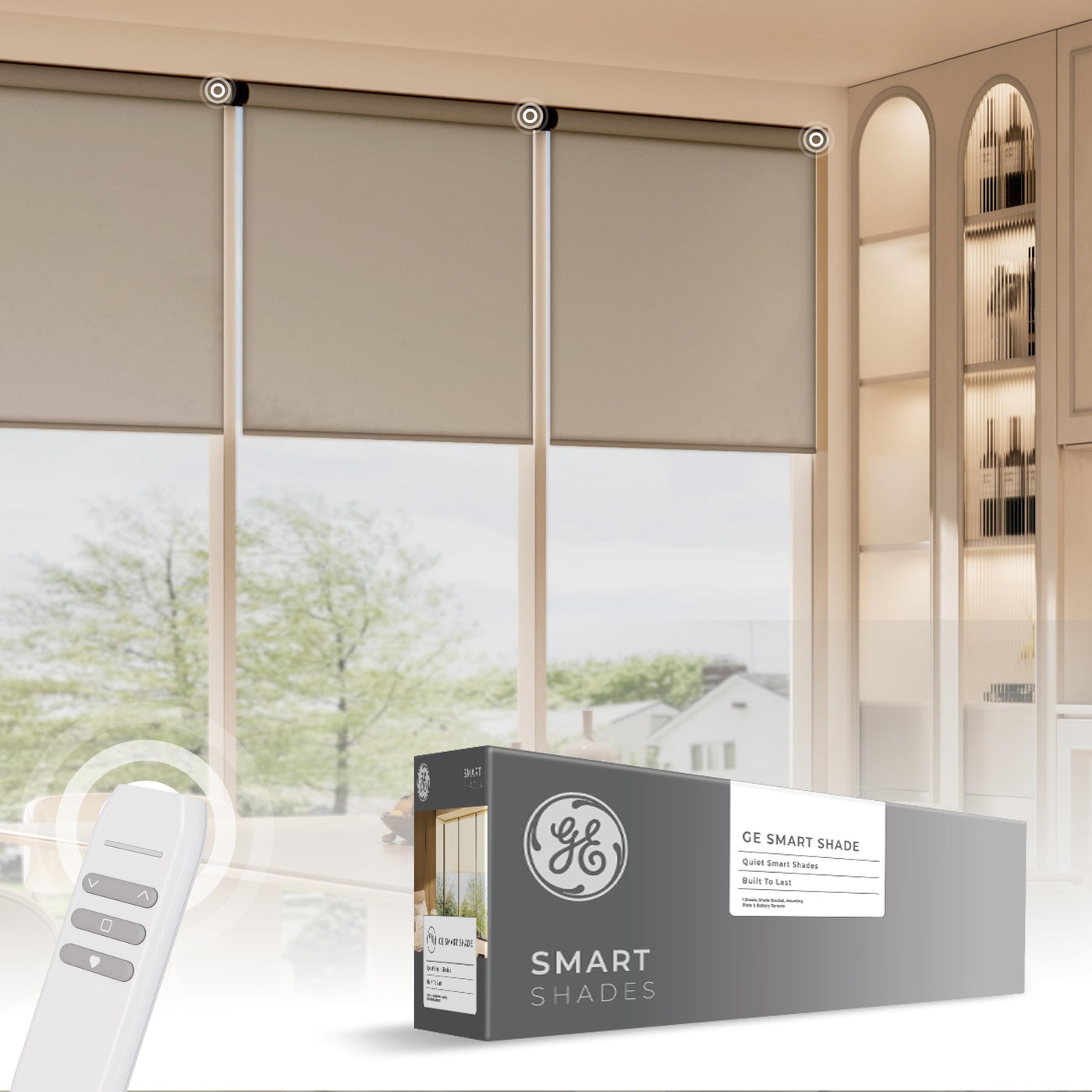 Rechargeable Motorized Roller Shades – Smart Battery-Powered Window Shade with Remote Control, Translucent Grey Fabric