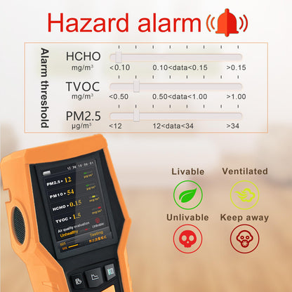 11-in-1 Smart Indoor Air Quality Monitor – PM1.0/PM2.5/PM10, TVOC, HCHO & Temperature Humidity Detector with Data Logging for Home & Office