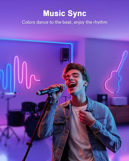 Smart RGBICW Neon Rope Light – 16.4ft WiFi LED Strip, Alexa & Google Compatible, Indoor Ambient Lighting