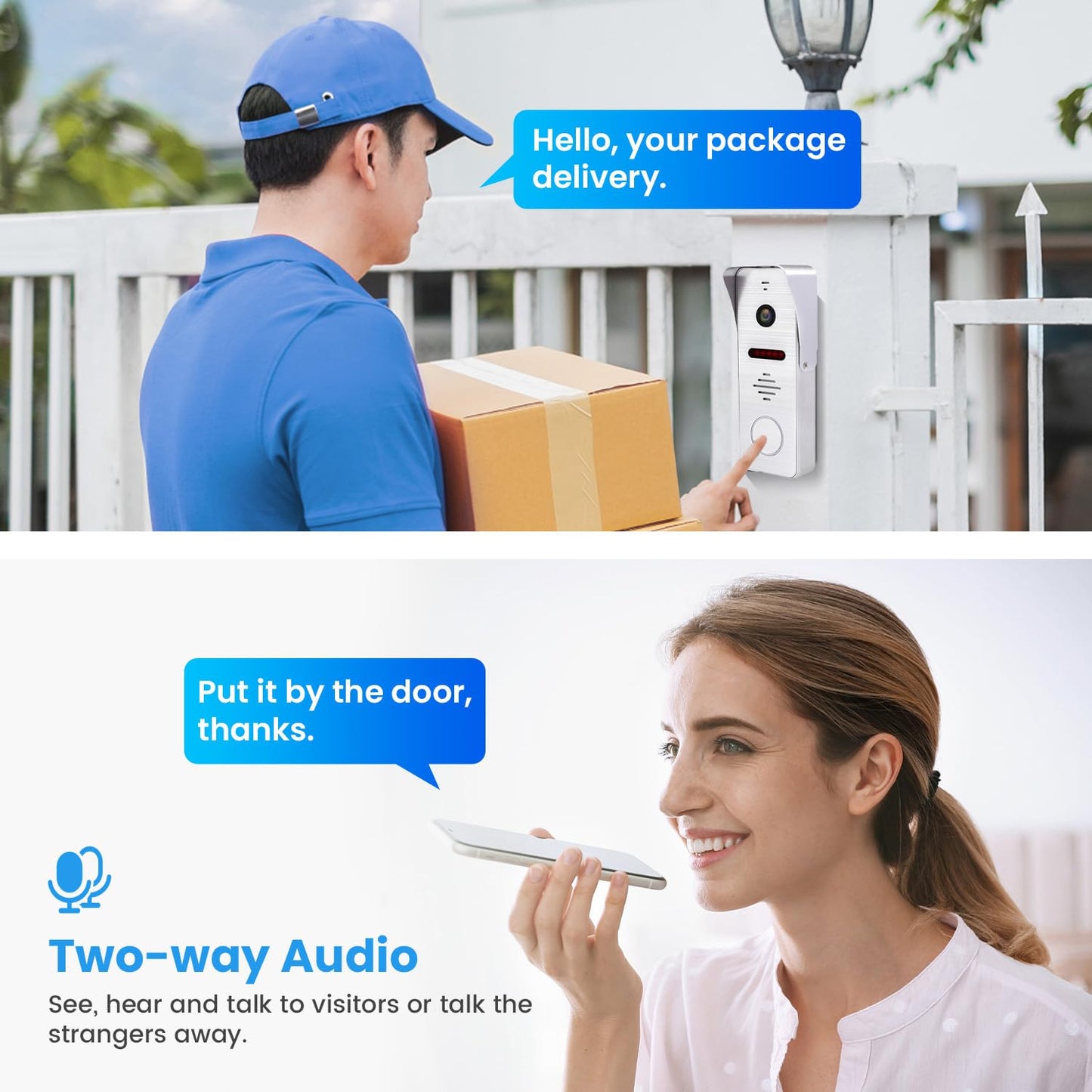 1080P Video Doorbell Intercom System with 7” Monitor – WiFi Smart Home Kit