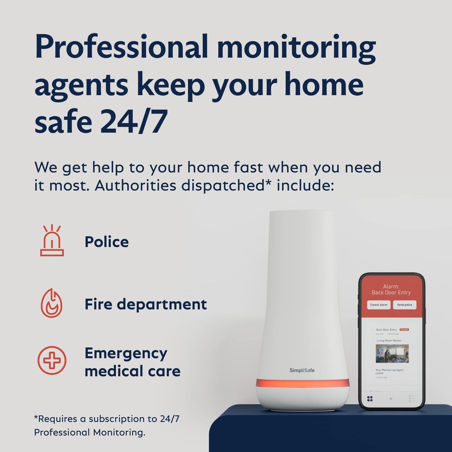 Wireless Home Security System – 5-Piece Kit with Optional Monitoring, Smart Assistant Compatible