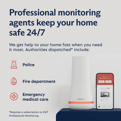 Wireless Home Security System – 5-Piece Kit with Optional Monitoring, Smart Assistant Compatible