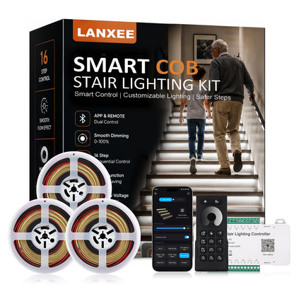 Motion Sensor LED Stair Lighting Kit – 16-Step Indoor Smart Strip Lights