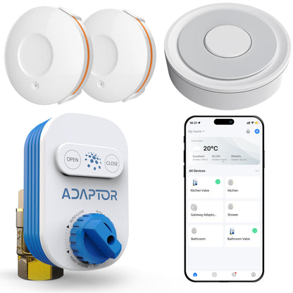 Smart Zigbee Water Leak Protection System – Auto Shut-Off Valve with Hub & Leak Sensors, Whole-Home Water Safety System, Alexa & Google Compatible