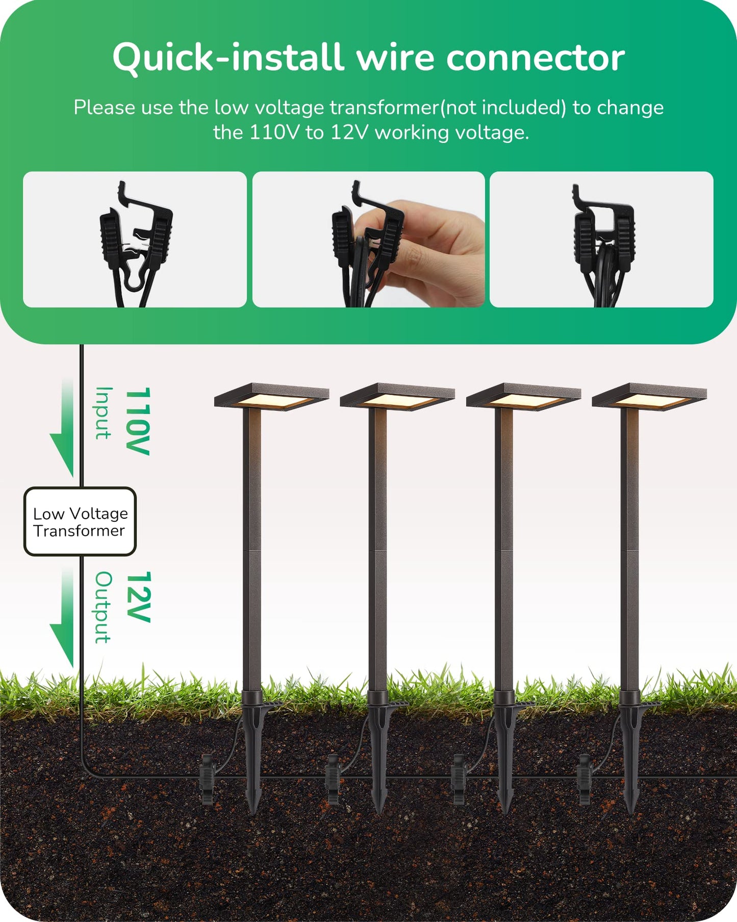 Smart Low Voltage Landscape Lighting Kit – Waterproof LED Pathway Lights with Transformer, Warm White Outdoor System