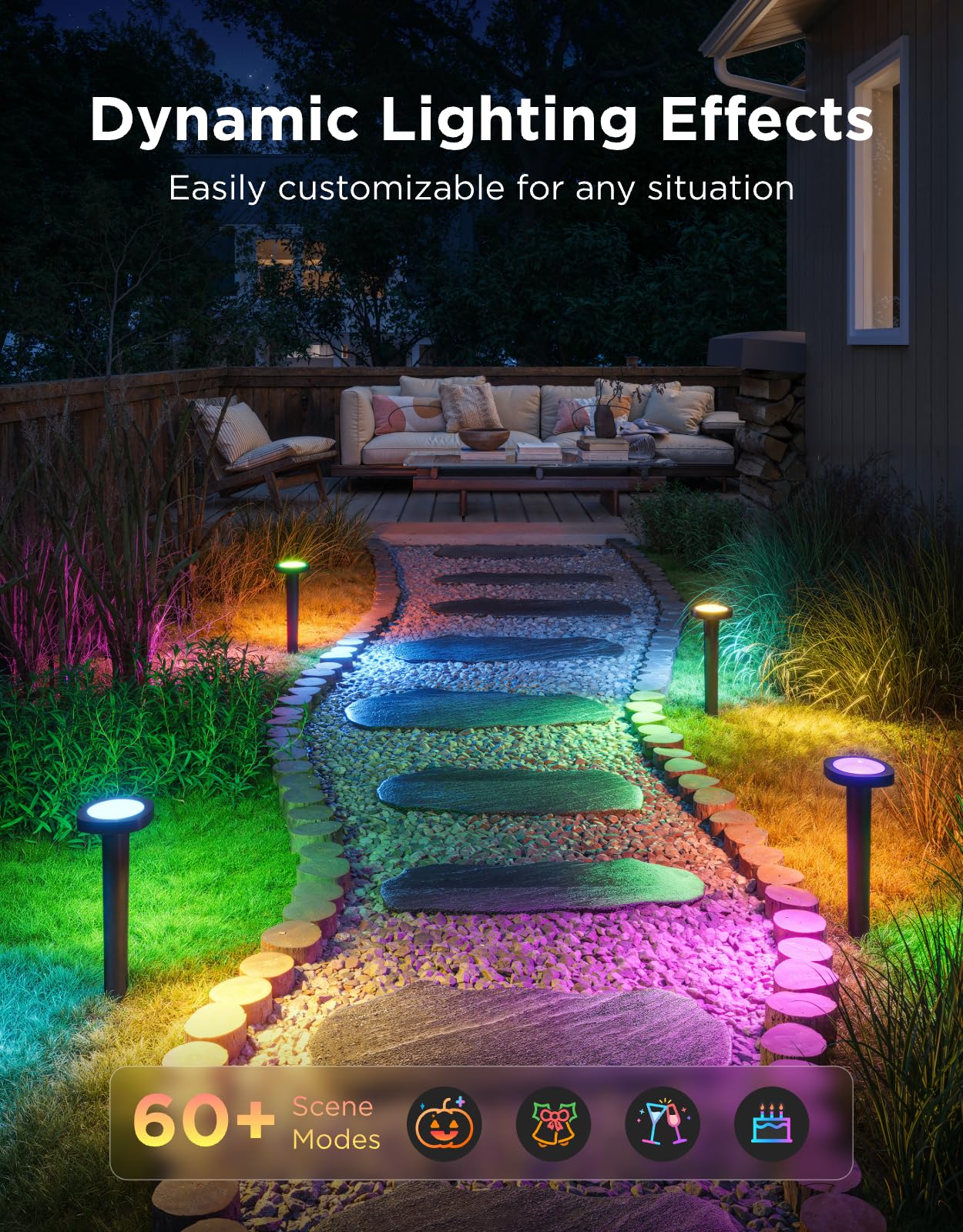 Smart Outdoor Pathway Landscape Lights – IP66 Waterproof LED Garden Lighting, Matter & Voice Control, 4-Pack