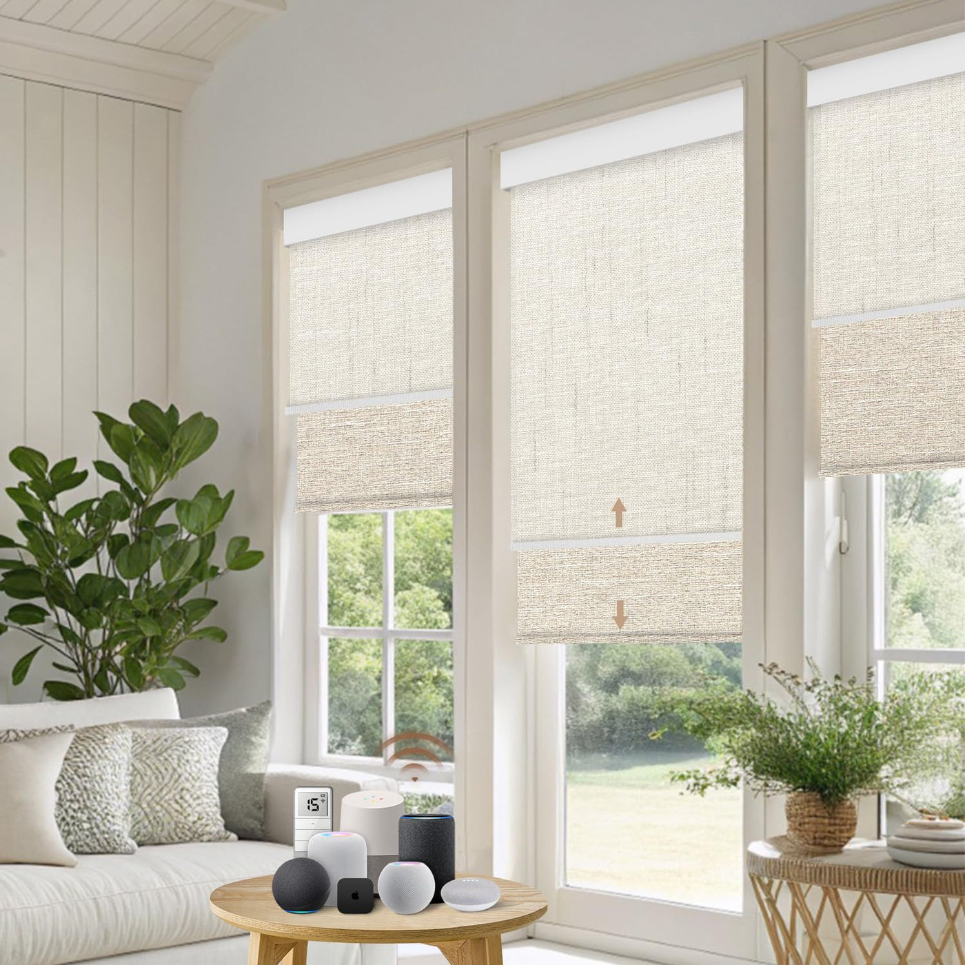 Smart Dual Roller Blackout & Light Filtering Motorized Blinds – Custom Day & Night Electric Shades with Remote Control, Alexa/Google/Apple Home Compatible
