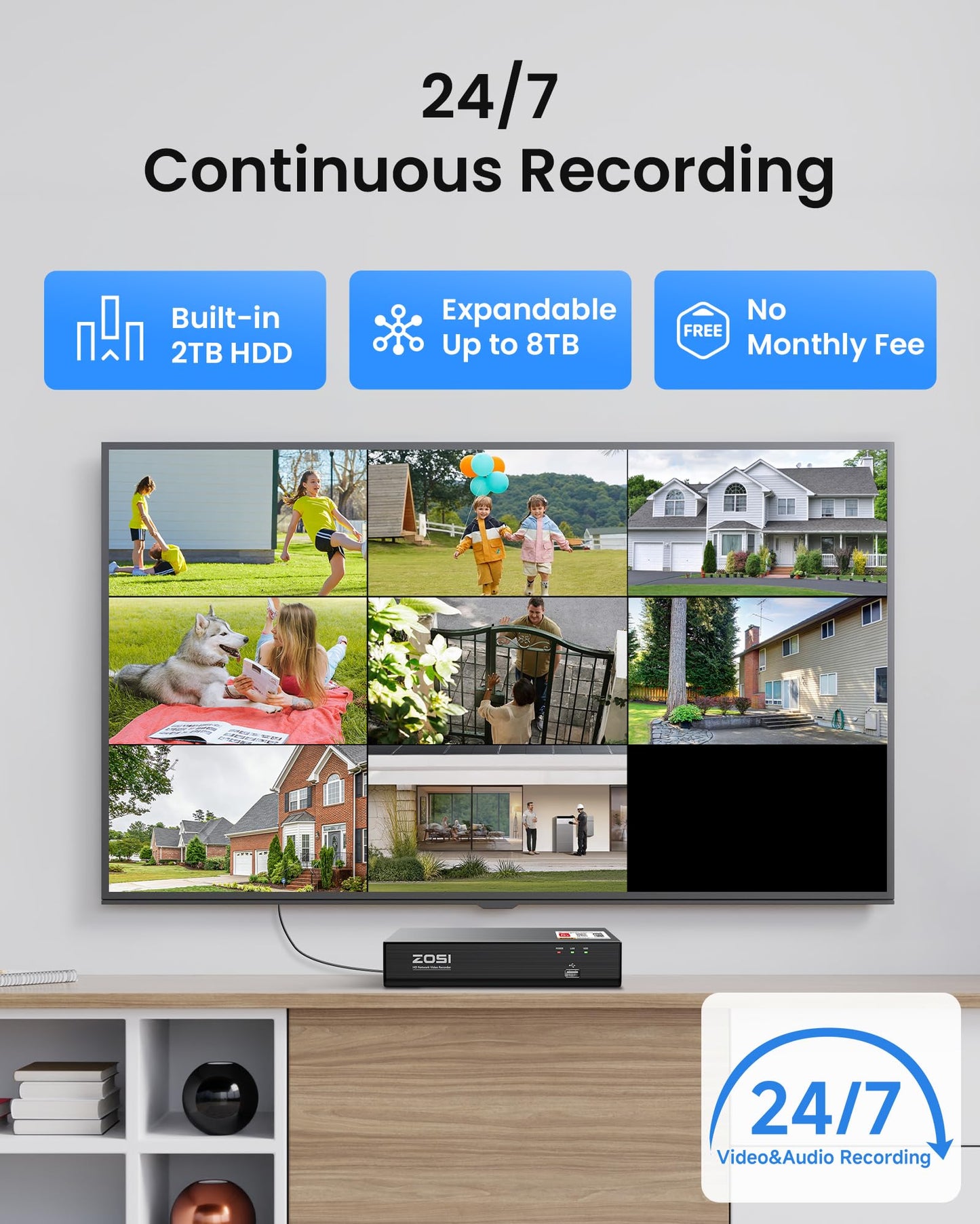 4K PoE Security Camera System with 8-Channel NVR – 4 Cameras