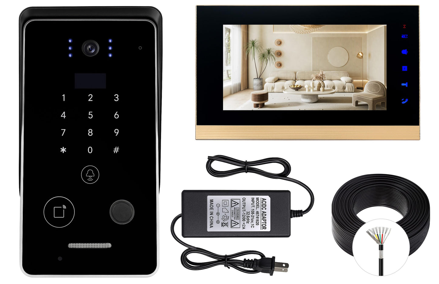 7” Smart Video Door Intercom System with Touch Access Control – HD Doorbell Kit
