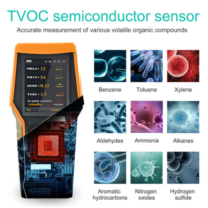 11-in-1 Smart Indoor Air Quality Monitor – PM1.0/PM2.5/PM10, TVOC, HCHO & Temperature Humidity Detector with Data Logging for Home & Office