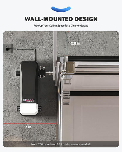 Smart Wall-Mounted Garage Door Opener – App Controlled Heavy-Duty Access System with Sensors & Backup Control