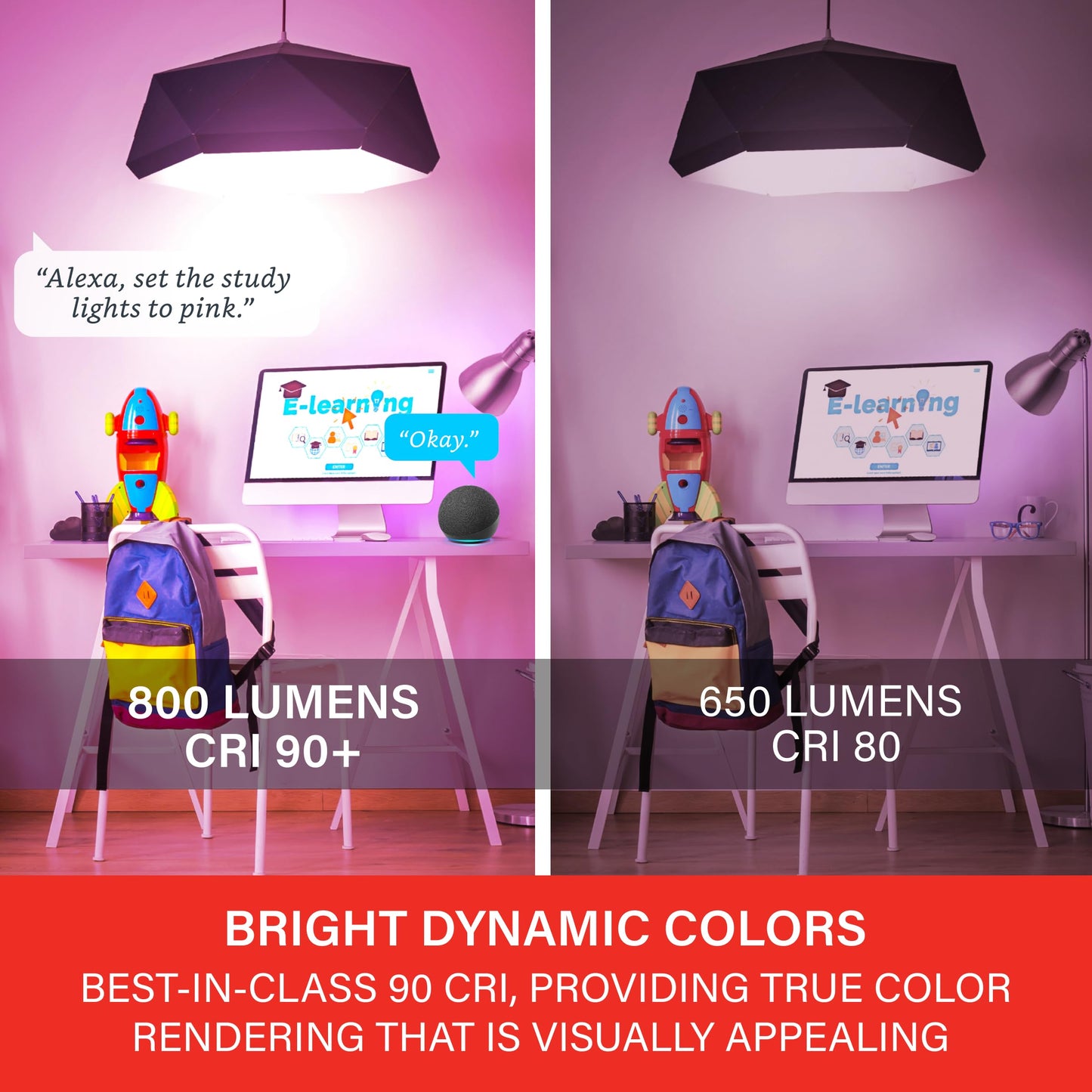 Matter Smart Multicolor LED Light Bulb (A19) – 60W Equivalent, Alexa Compatible, 800LM