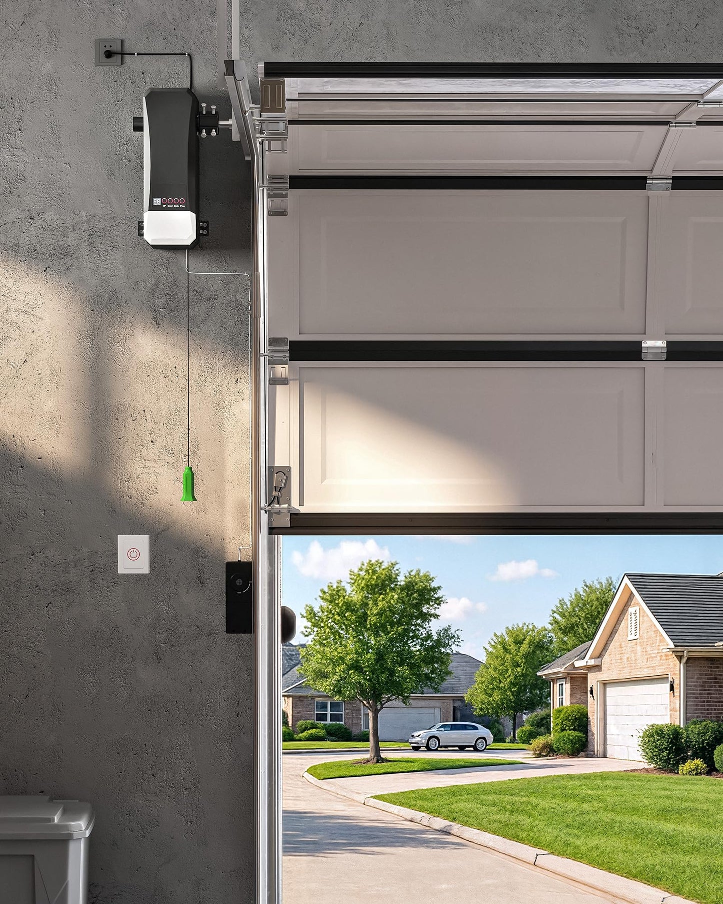 Smart Wall-Mounted Garage Door Opener – App Controlled Heavy-Duty Access System with Sensors & Backup Control