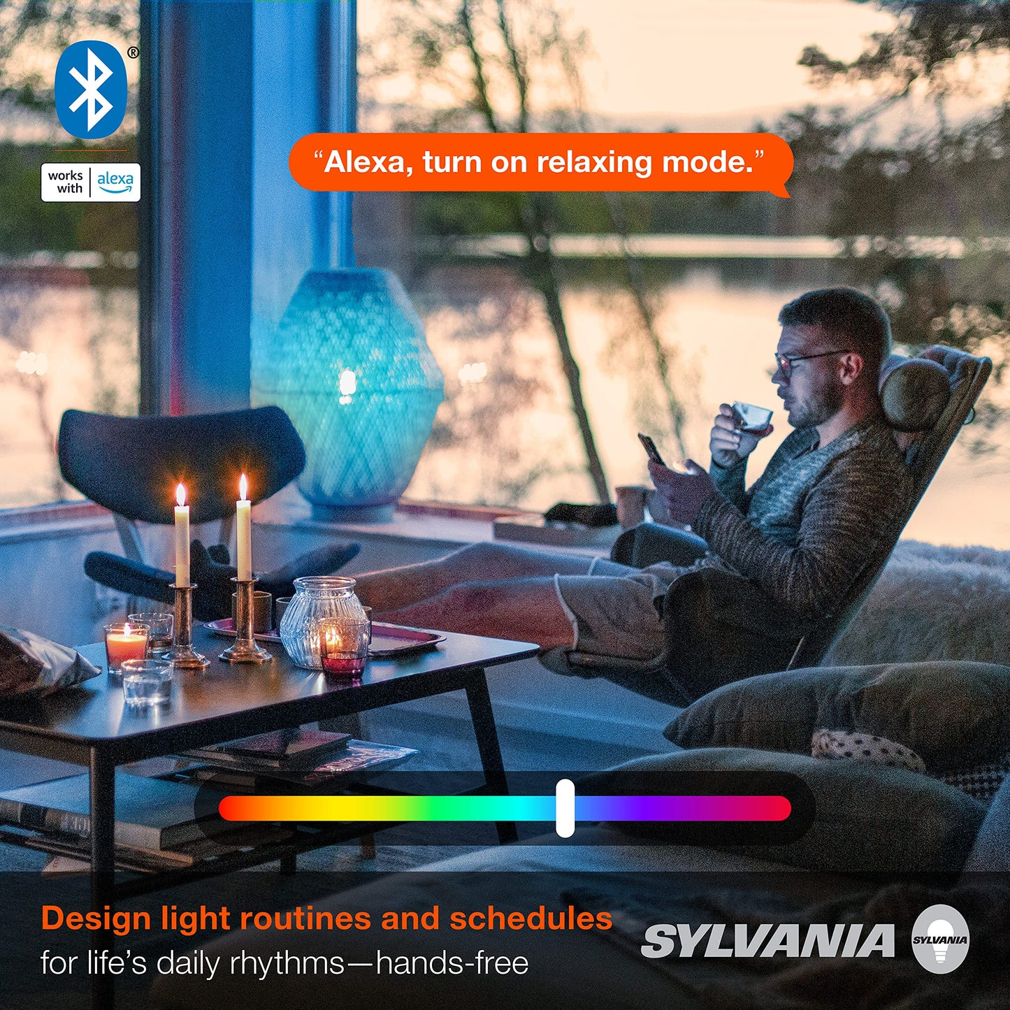 Smart Bluetooth Mesh A19 LED Light Bulbs – 60W Equivalent, Full Color & Dimmable, Alexa Compatible, 2-Pack